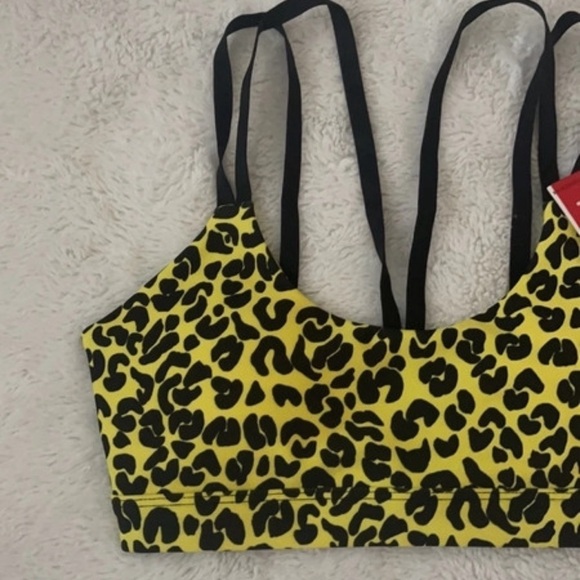 Good American Animal Print Yellow & Black Sports Bra, Size: 0 - Picture 4 of 14